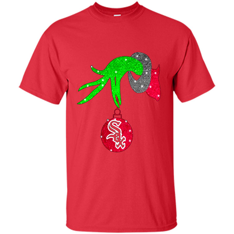 GRINCH HAND HOLDING CHICAGO WHITE SOX GLITTER CHRISTMAS PINGPONG