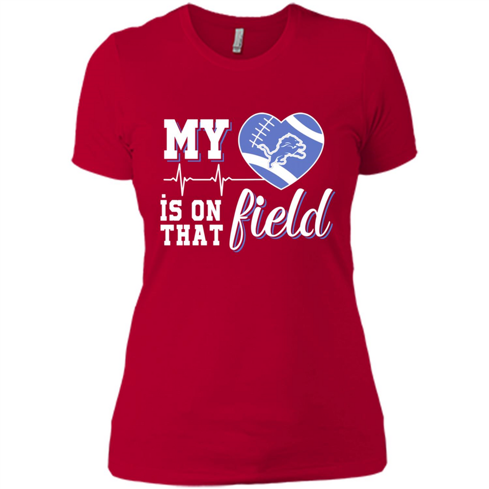 Detroit Lions Football My Heart is on that Field - Ladies' Boyfriend T-Shirt