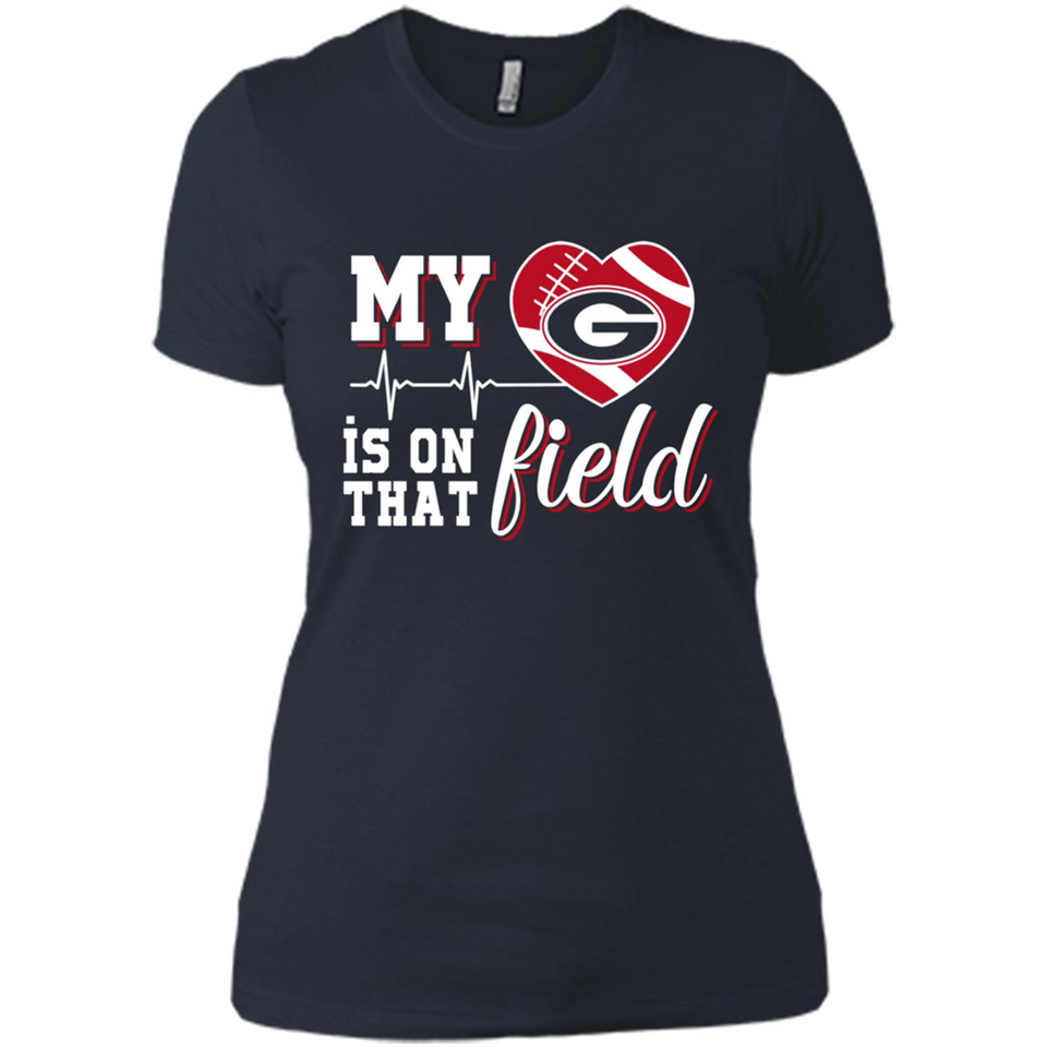 Georgia Bulldogs Football My Heart is on that Field - Ladies' Boyfriend T-Shirt