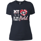 Georgia Bulldogs Football My Heart is on that Field - Ladies' Boyfriend T-Shirt