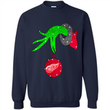 GRINCH HAND HOLDING DETROIT RED WINGS GLITTER CHRISTMAS PINGPONG