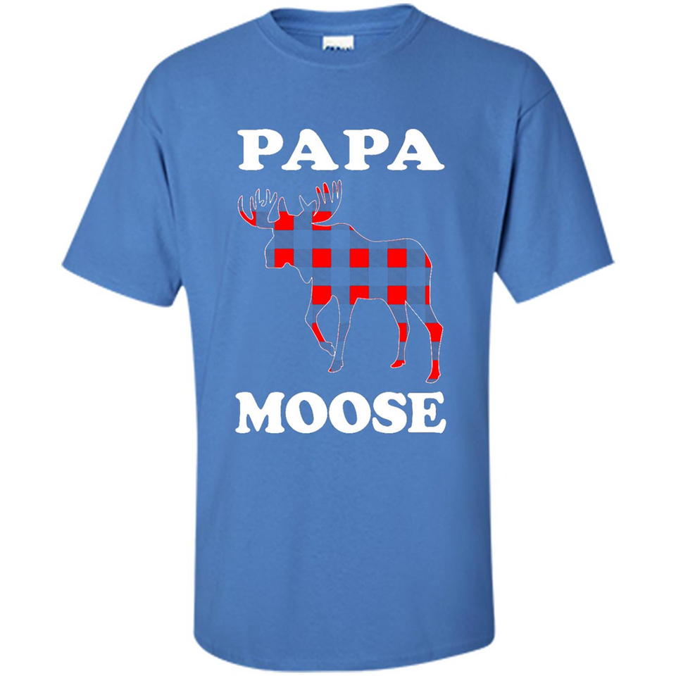 Papa Moose Funny Christmas Plaid Buffalo T-Shirt - Shirt