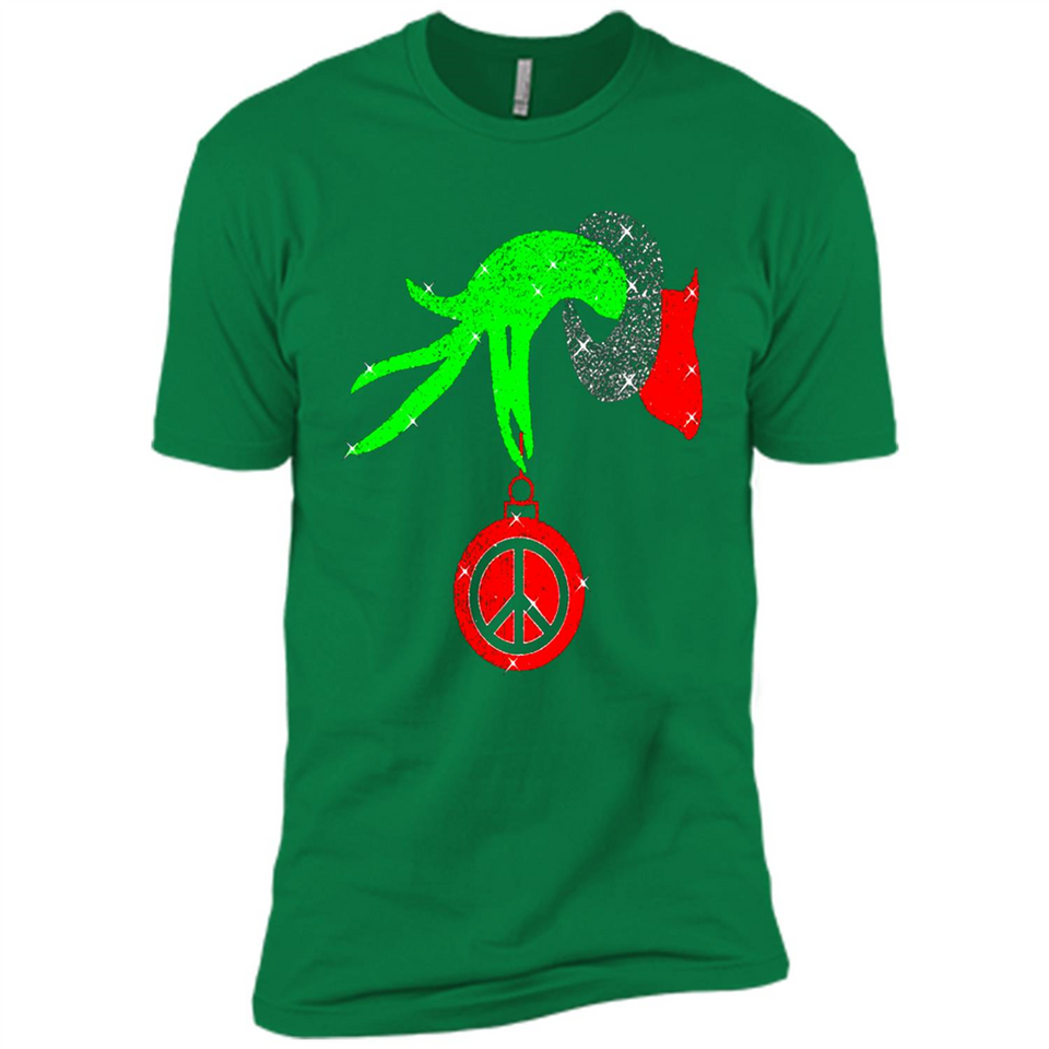 Christmas The Grinch Hand Holding Hippie Ornament - Premium Short Sleeve T-Shirt