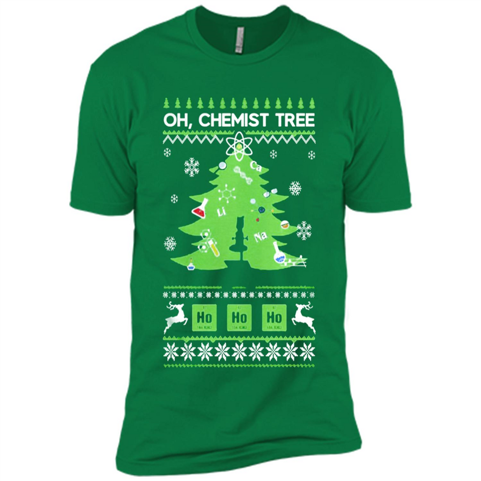 Oh Chemist Tree Ugly Christmas Sweater - Premium Short Sleeve T-Shirt