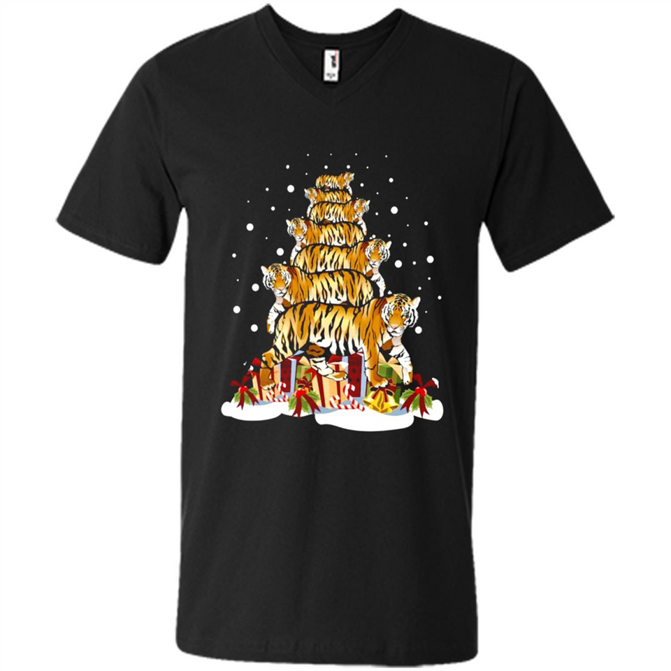Tiger Christmas Tree Funny Merry Christmas - Men's V-Neck