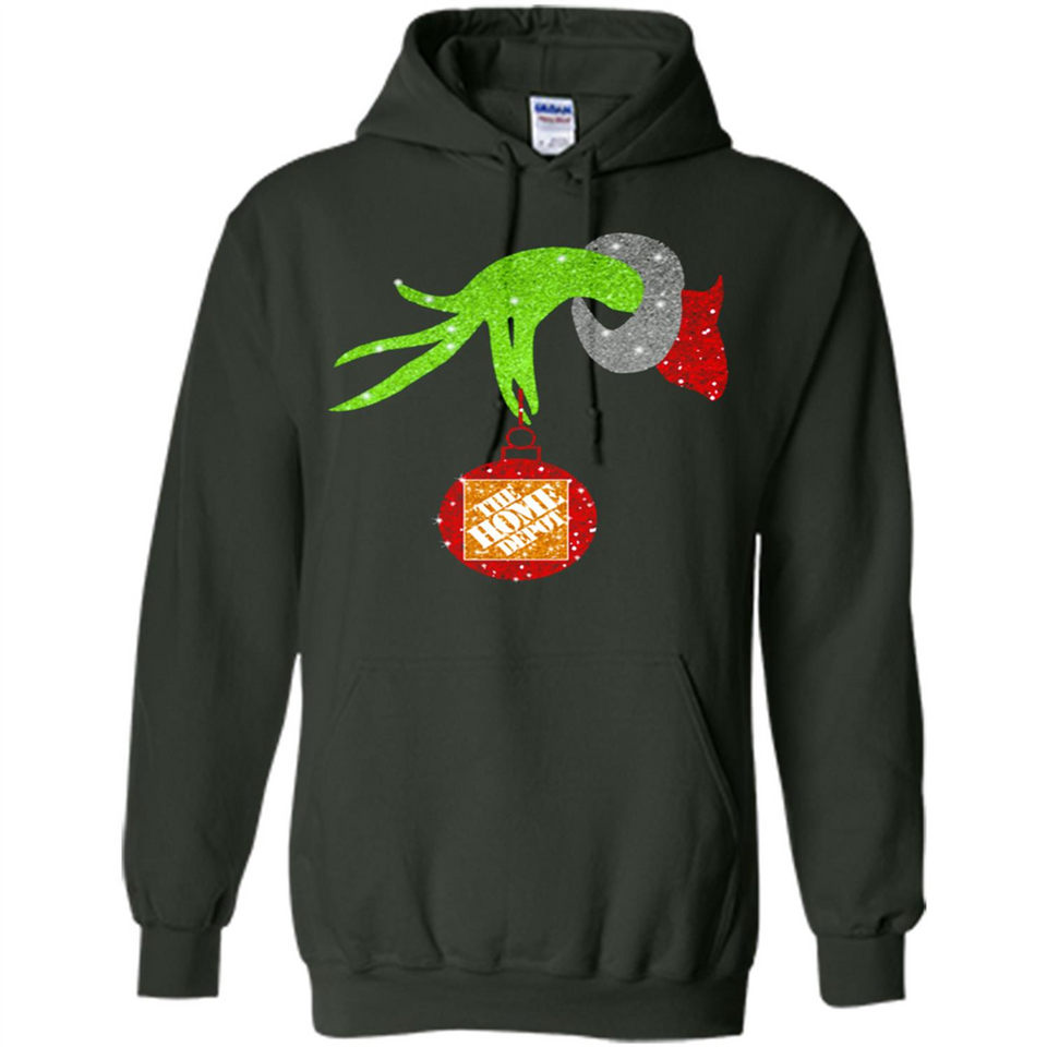 Grinch hand holding Logo HomeDepot Glitter Christmas - Hoodie