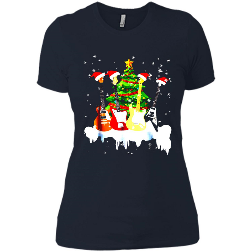 Santa Hat Electric Guitar Classical Guitar Christmas shirt Ladies' Boyfriend
