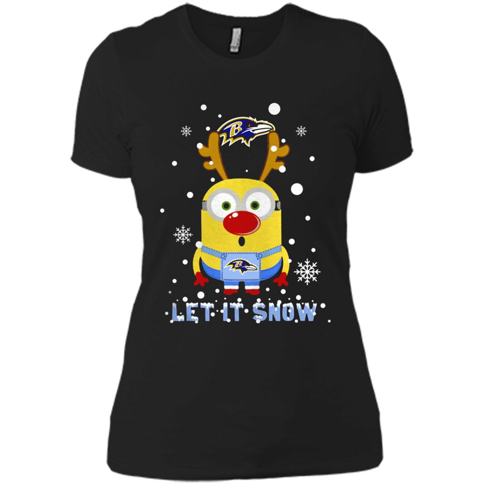 Minion Baltimore Ravens Ugly Christmas Sweater Let it Snow - Ladies' Boyfriend T-Shirt