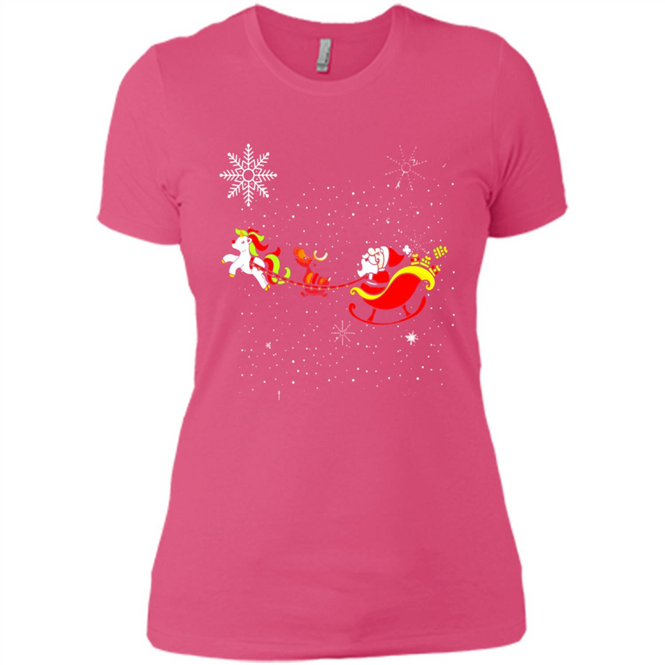Christmas Unicorn Rudolph and Santa - Ladies' Boyfriend T-Shirt