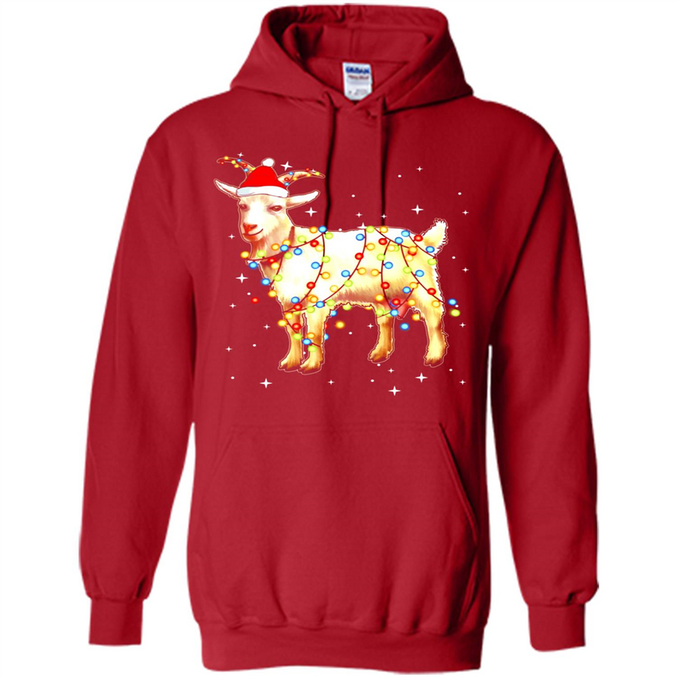 Christmas Lights Goat Wearing Santa Hat Funny Xmas - Hoodie