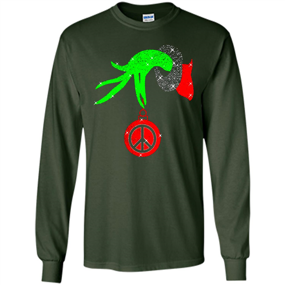Christmas The Grinch Hand Holding Hippie Ornament - Long Sleeve T-Shirt