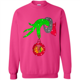 GRINCH HAND HOLDING CHICAGO BLACKHAWKS GLITTER CHRISTMAS PINGPONG