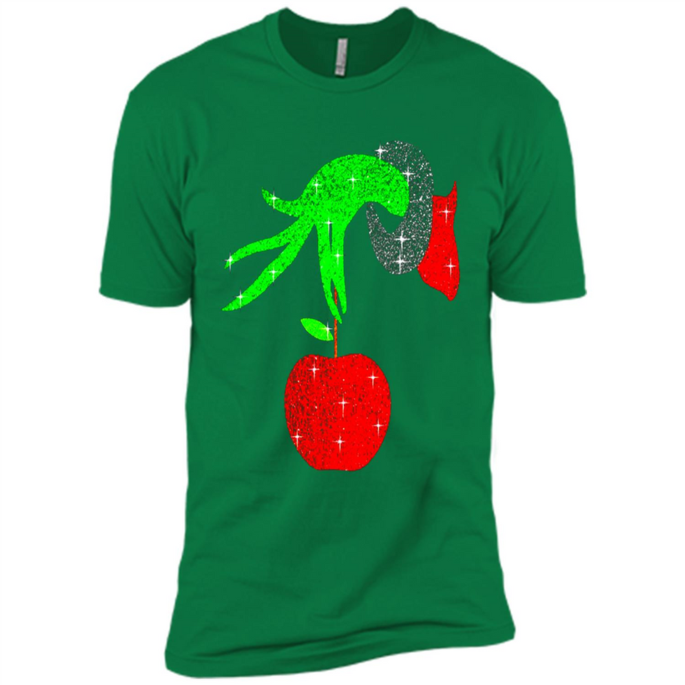 Christmas The Grinch Hand Holding Apple Ornament sweater - Premium Short Sleeve T-Shirt