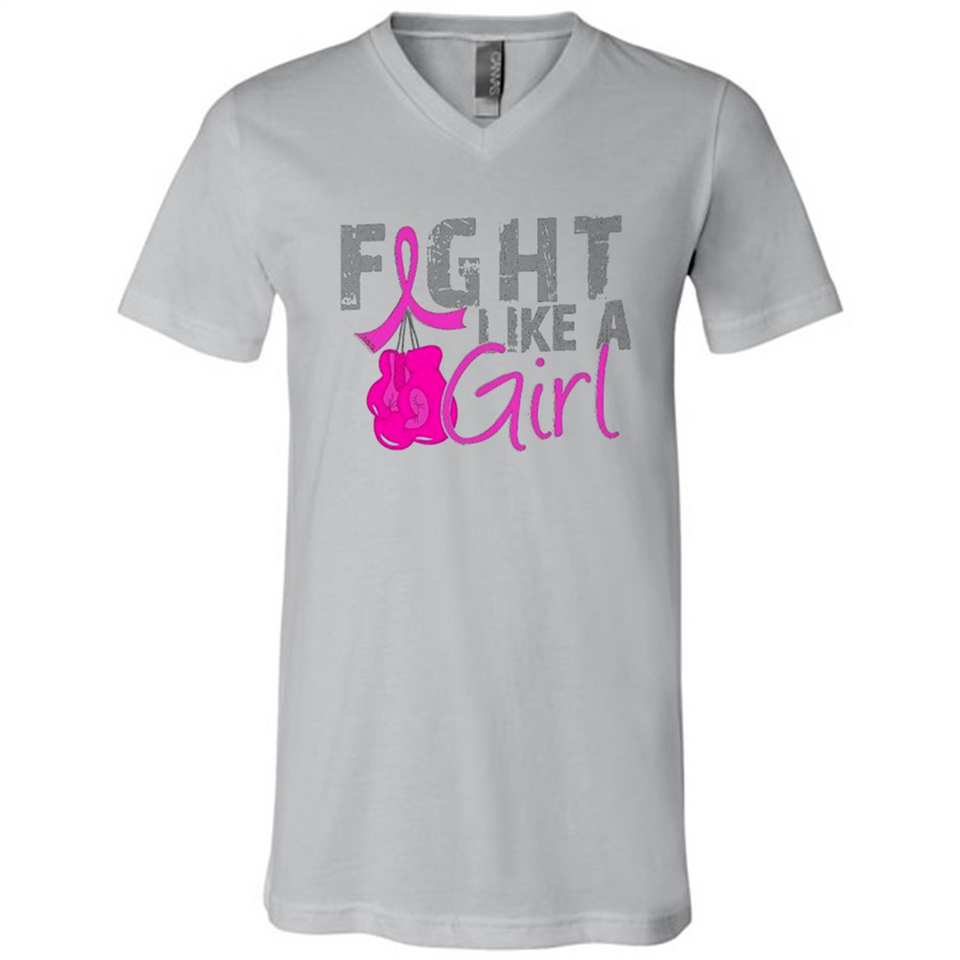 Fight Like A Girl Breast Cancer Awareness - Canvas Unisex V-Neck
