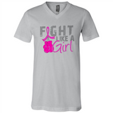 Fight Like A Girl Breast Cancer Awareness - Canvas Unisex V-Neck