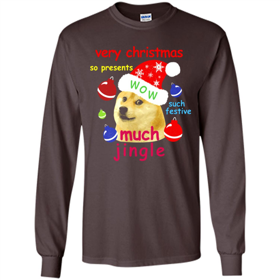 Christmas Doge Meme Shirts Funny Santa Shiba Inu Dog - Long Sleeve T-Shirt