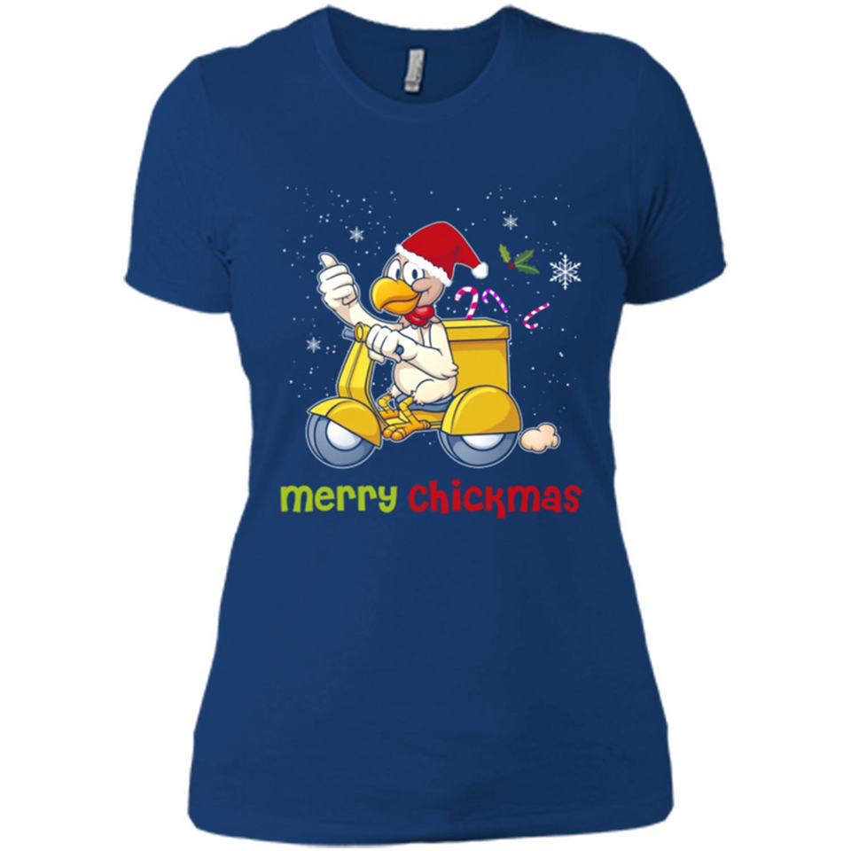 Funny Santa Christmas Chicken Shirt - Merry Chickmas - Ladies' Boyfriend T-Shirt