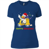 Funny Santa Christmas Chicken Shirt - Merry Chickmas - Ladies' Boyfriend T-Shirt