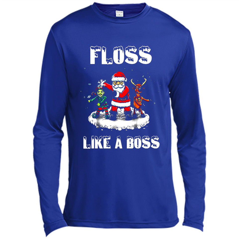 Floss Like A Boss Santa Flossing Dance Funny - Canvas Long Sleeve T-Shirt