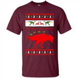 Dinosaur and Santa Clause Ugly Christmas Sweater - Shirt