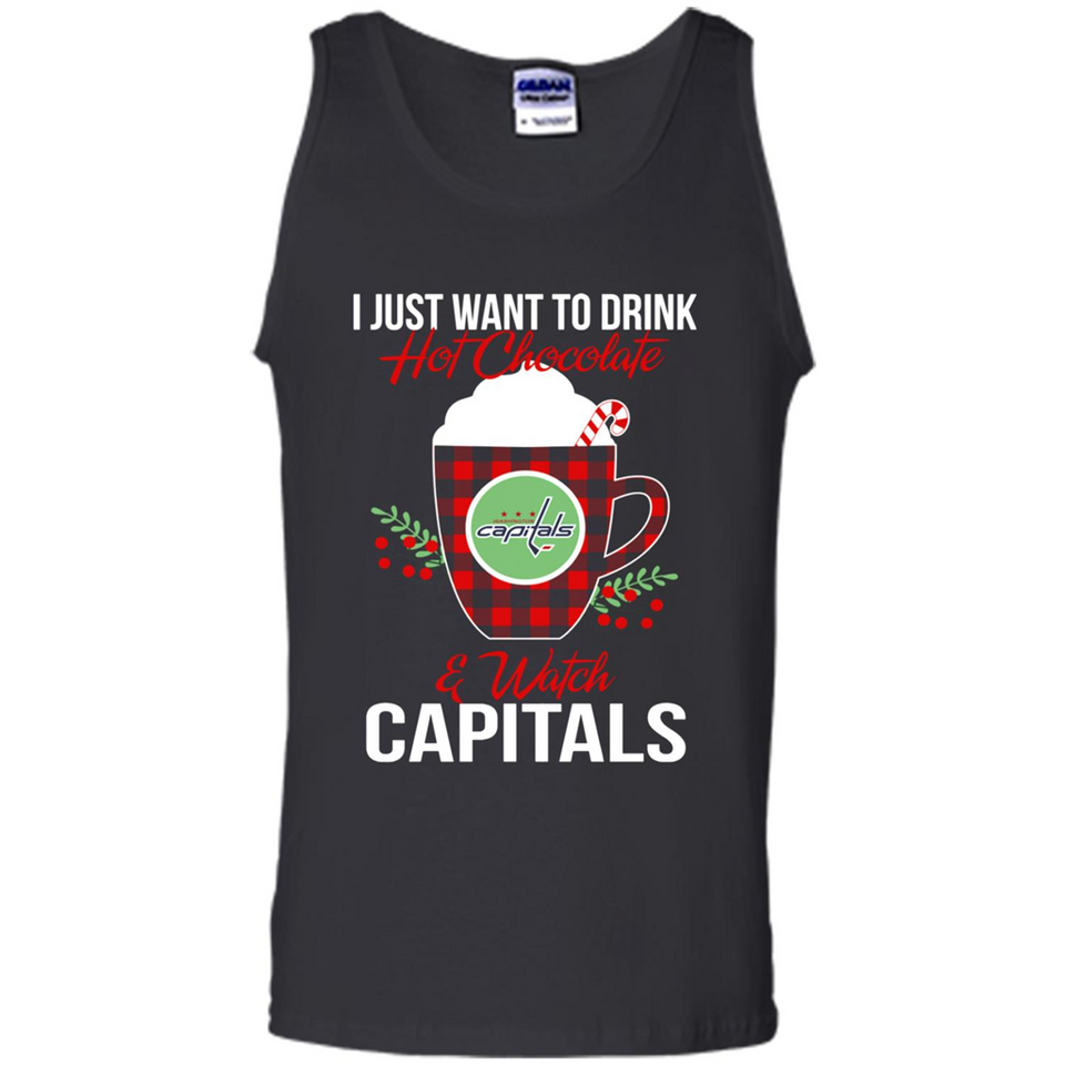 I Just Want To Drink Hot Chocolate & Watch Washington Capitals Ugly Christmas Sweater PINGPONG