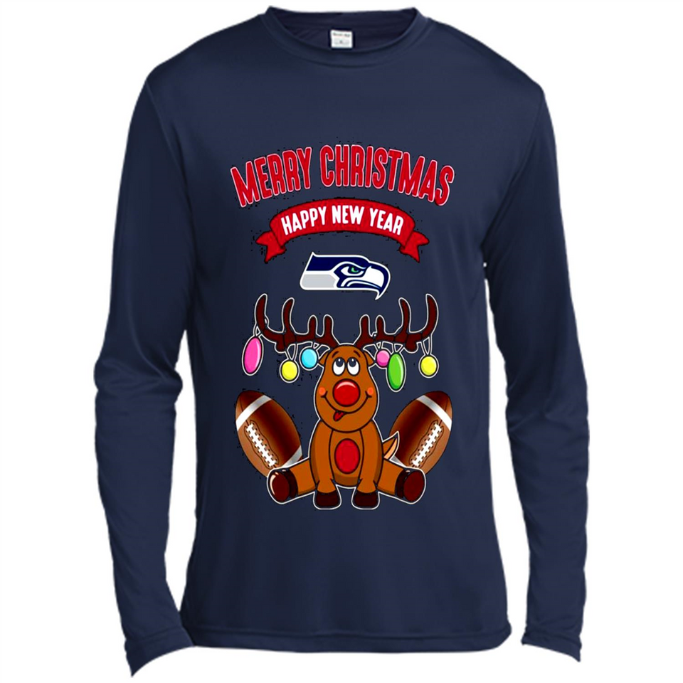 Seattle Seahawks NFL Reindeer Funny Merry Christmas And Happy New Year