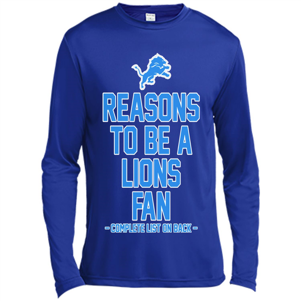 Reasons to be a Detroit Lions Fan Complete List on Back - Canvas Long Sleeve T-Shirt