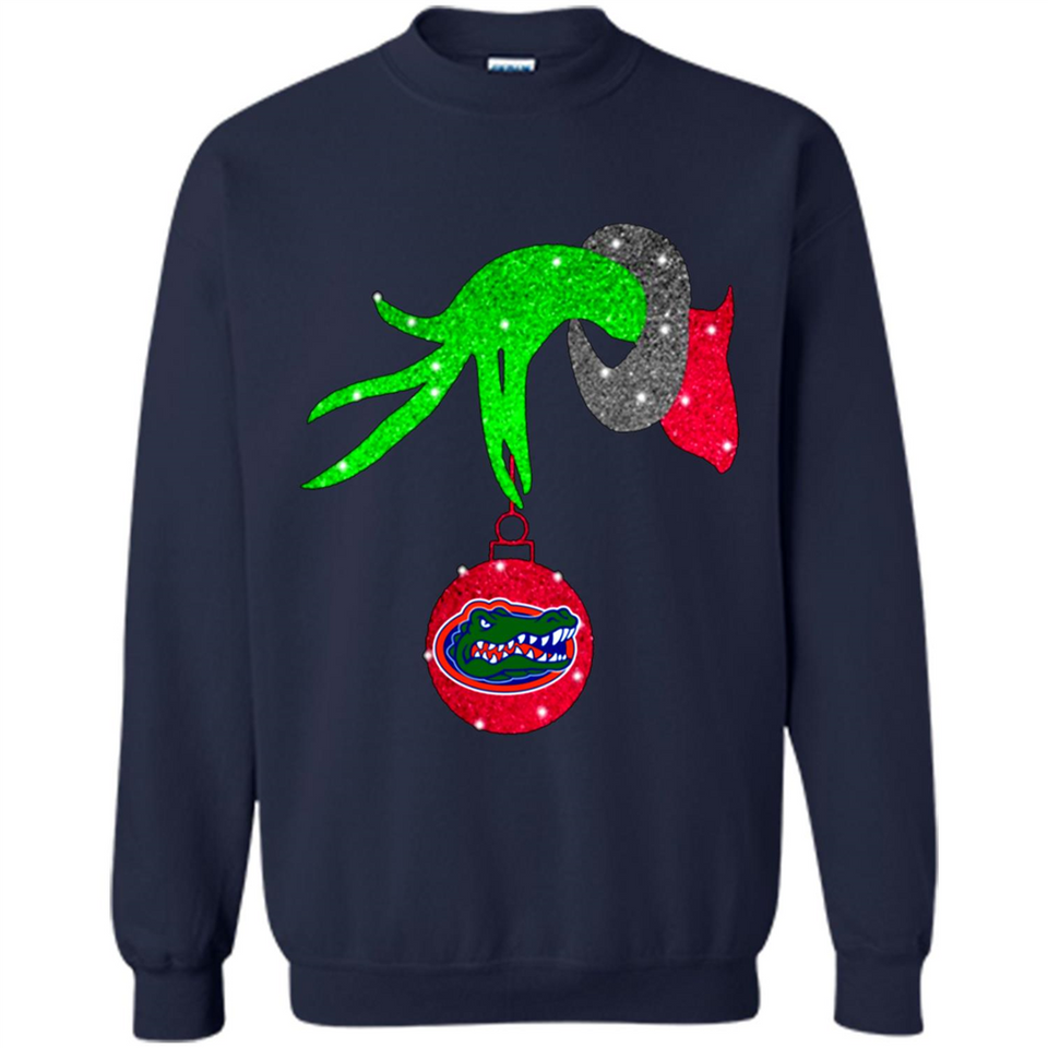 GRINCH HAND HOLDING FLORIDA GATORS GLITTER CHRISTMAS PINGPONG