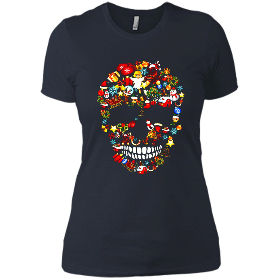 Skull Christmas Decorations Merry Xmas T-Shirt - Ladies' Boyfriend T-Shirt