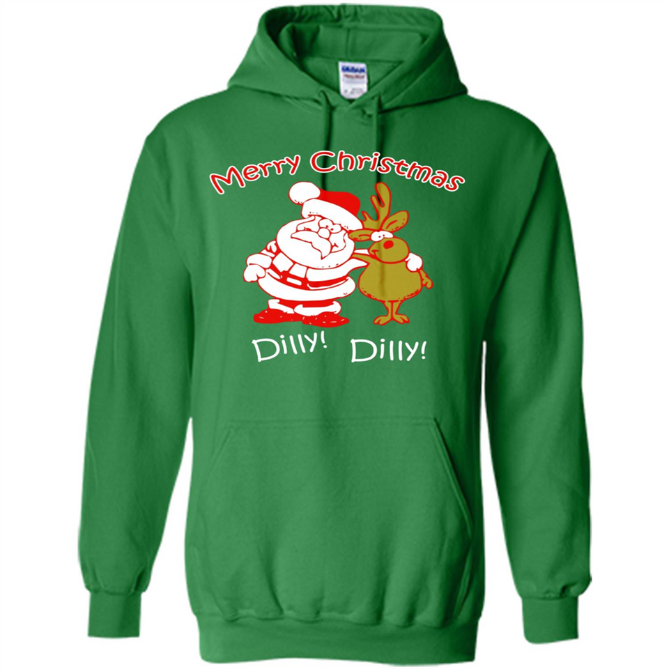 Christmas T-Shirt Santa And Reindeer Dilly Dilly - Hoodie