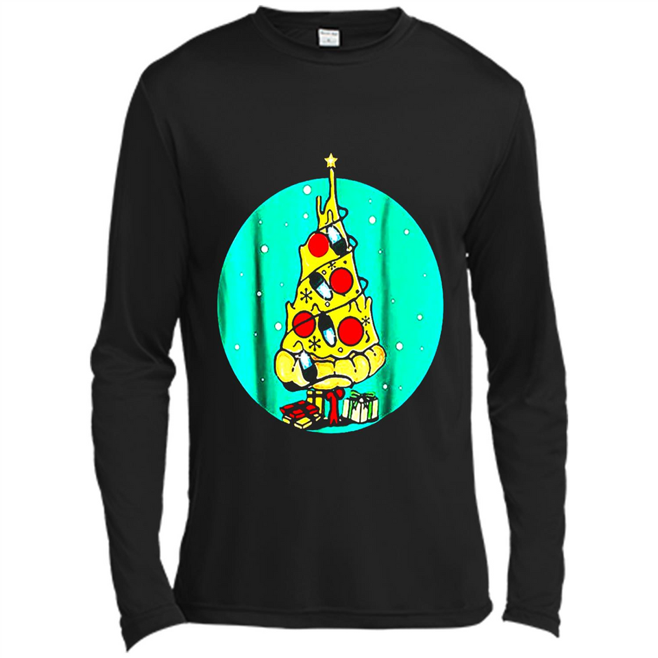 Funny Pizza Ugly Christmas Sweater Xmas Pizza Tree - Canvas Long Sleeve T-Shirt