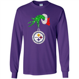 Fantastic Pittsburgh Steelers Glitter Grinch Monogram Ornament Christmas Gift - Long Sleeve T-Shirt