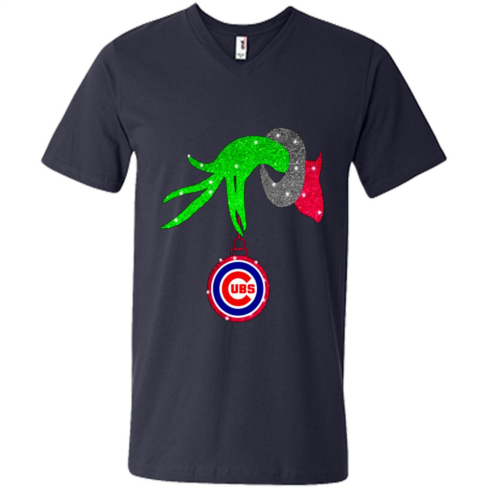 GRINCH HAND HOLDING CHICAGO CUBS GLITTER CHRISTMAS PINGPONG