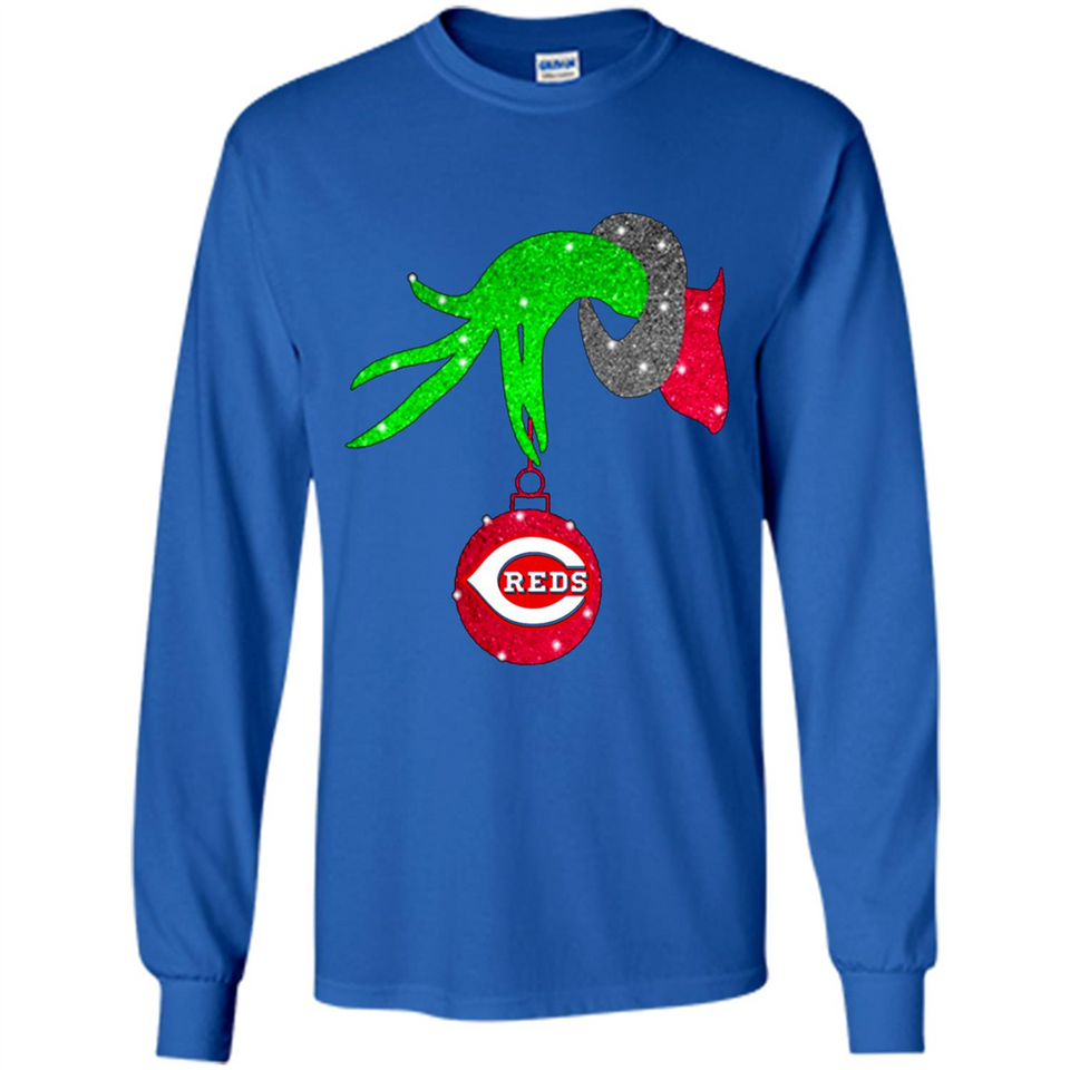 GRINCH HAND HOLDING CINCINNATI REDS GLITTER CHRISTMAS PINGPONG