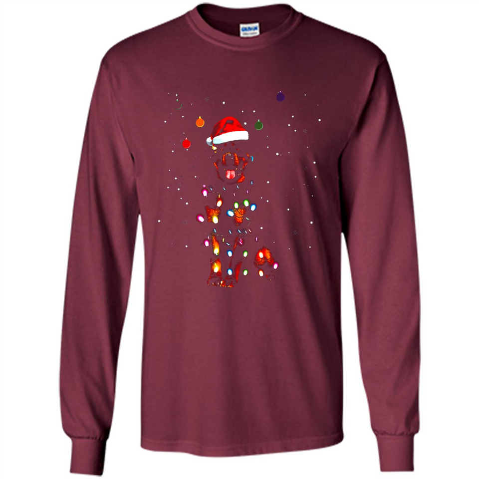 Rottweiler Santa Lights Christmas Dog Xmas Sweatshirt - Long Sleeve T-Shirt