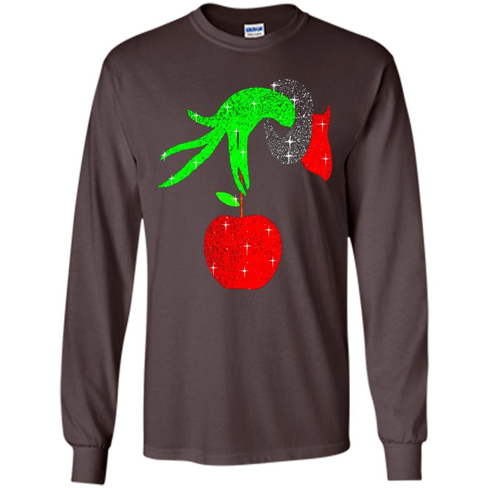 Christmas The Grinch Hand Holding Apple Ornament sweater - Long Sleeve T-Shirt