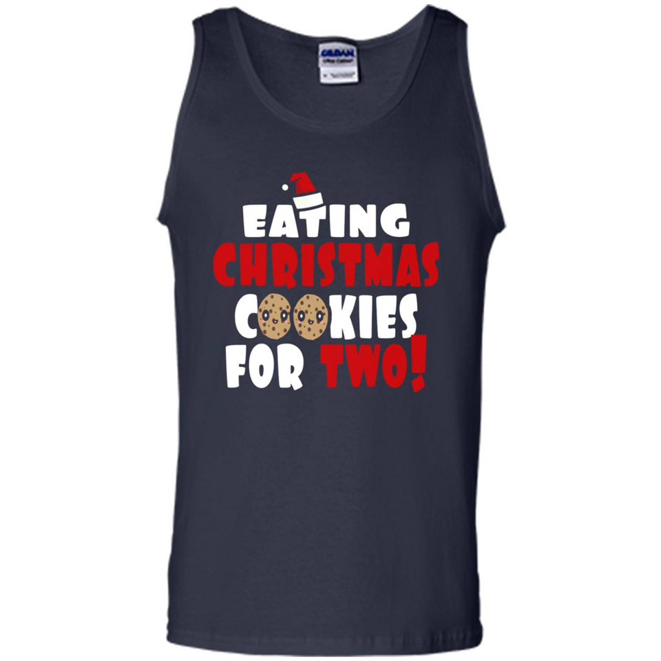 Womens Funny Eating Christmas Cookies For Two Pregnancy - Tank Top