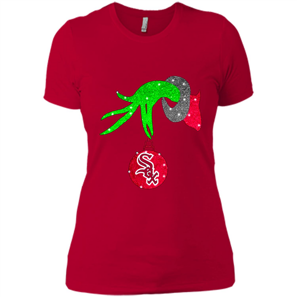 GRINCH HAND HOLDING CHICAGO WHITE SOX GLITTER CHRISTMAS PINGPONG