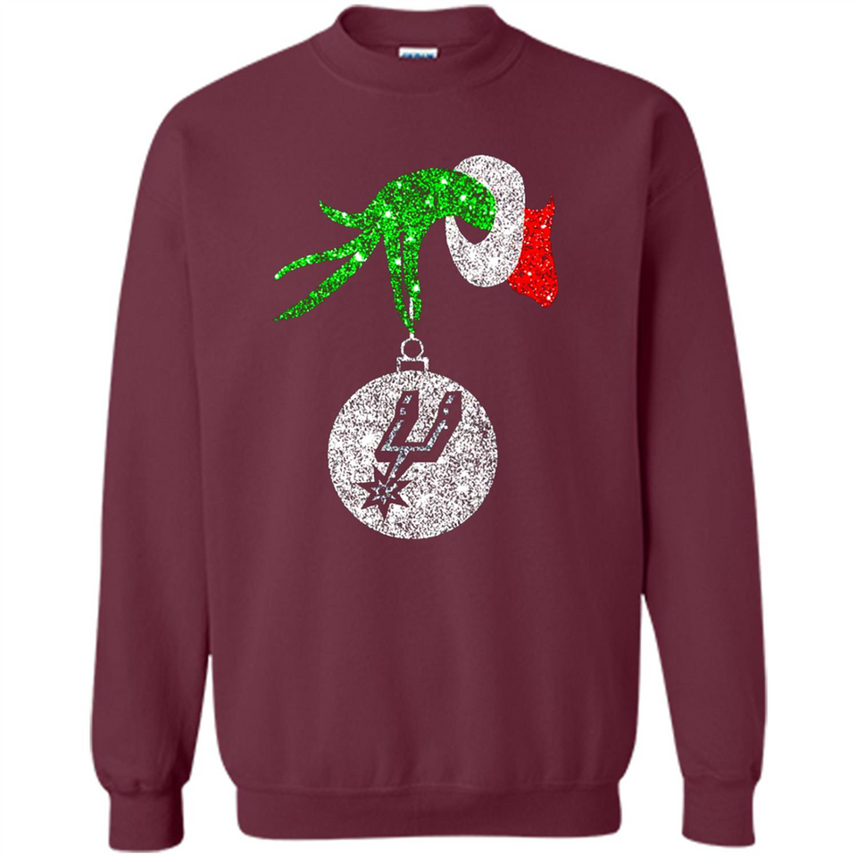 Amazing shirt San Antonio Spurs Glitter Grinch Monogram Ornament Christmas Gift - Sweatshirt