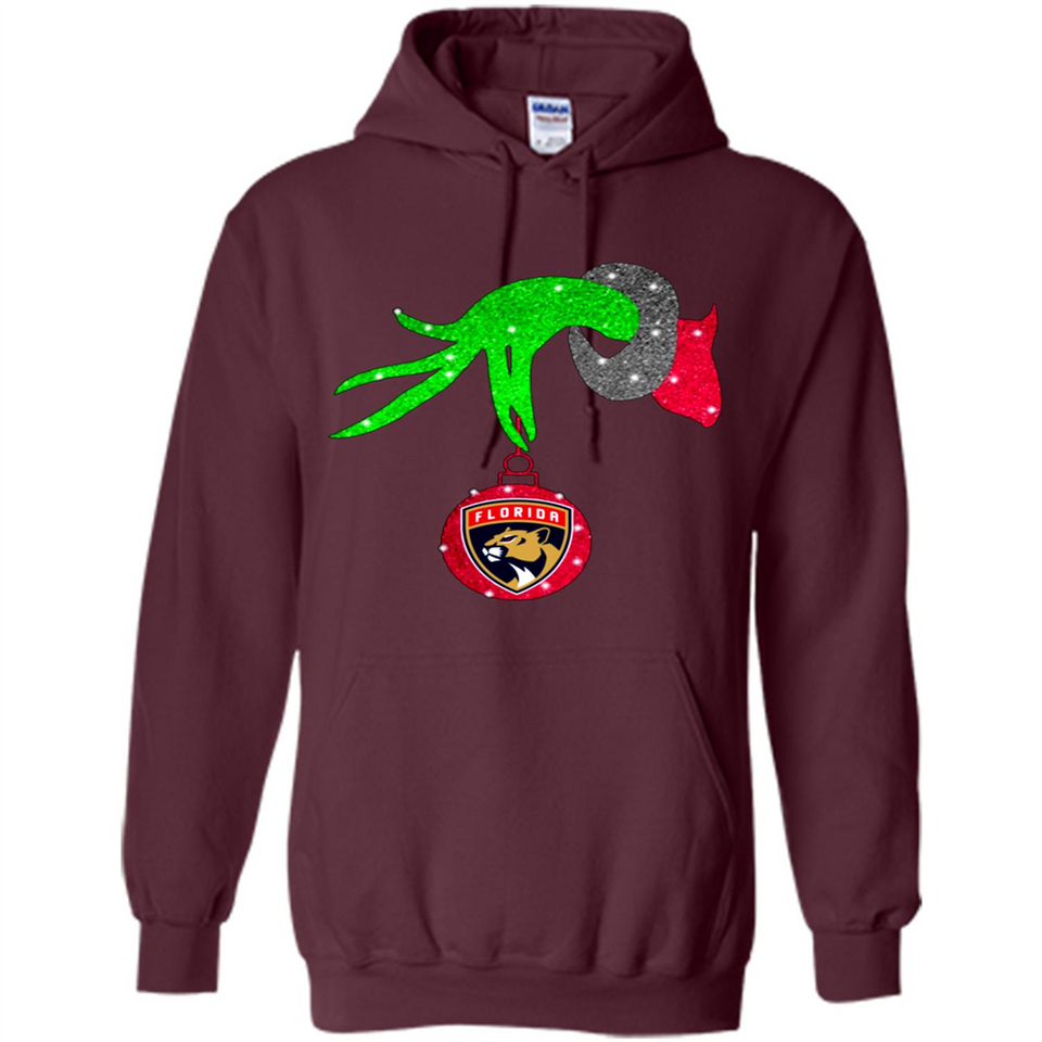 GRINCH HAND HOLDING FLORIDA PANTHERS GLITTER CHRISTMAS PINGPONG