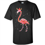 Christmas Lights Flamingo Wearing Santa Hat Funny Xmas - Shirt