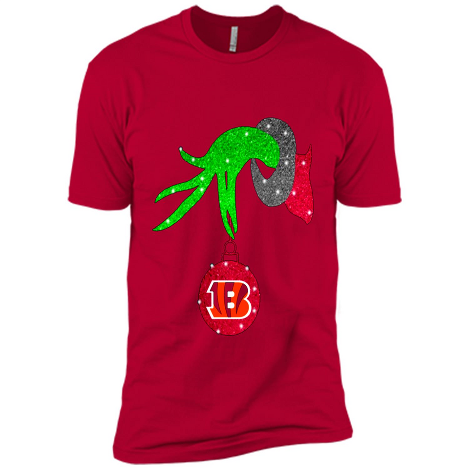 GRINCH HAND HOLDING CINCINNATI BENGALS GLITTER CHRISTMAS PINGPONG