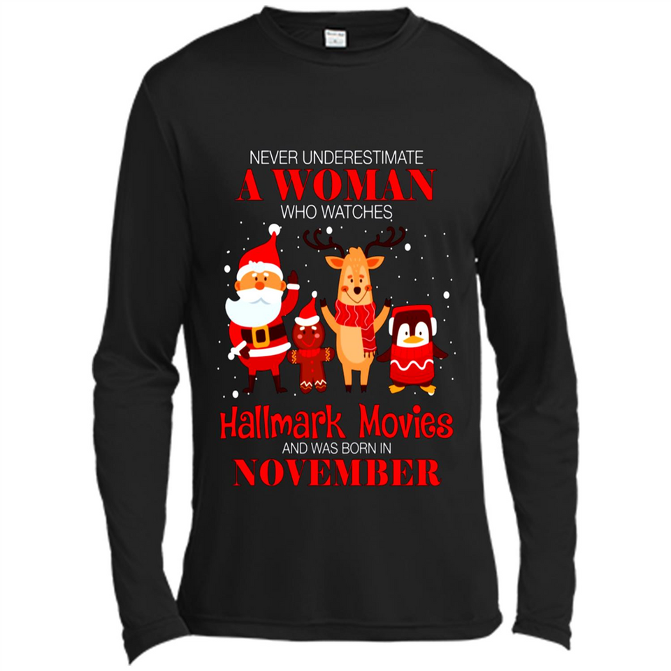 Never Underestimate A November Woman Watches Hallmark Movies Sweatshirt PINGPONG