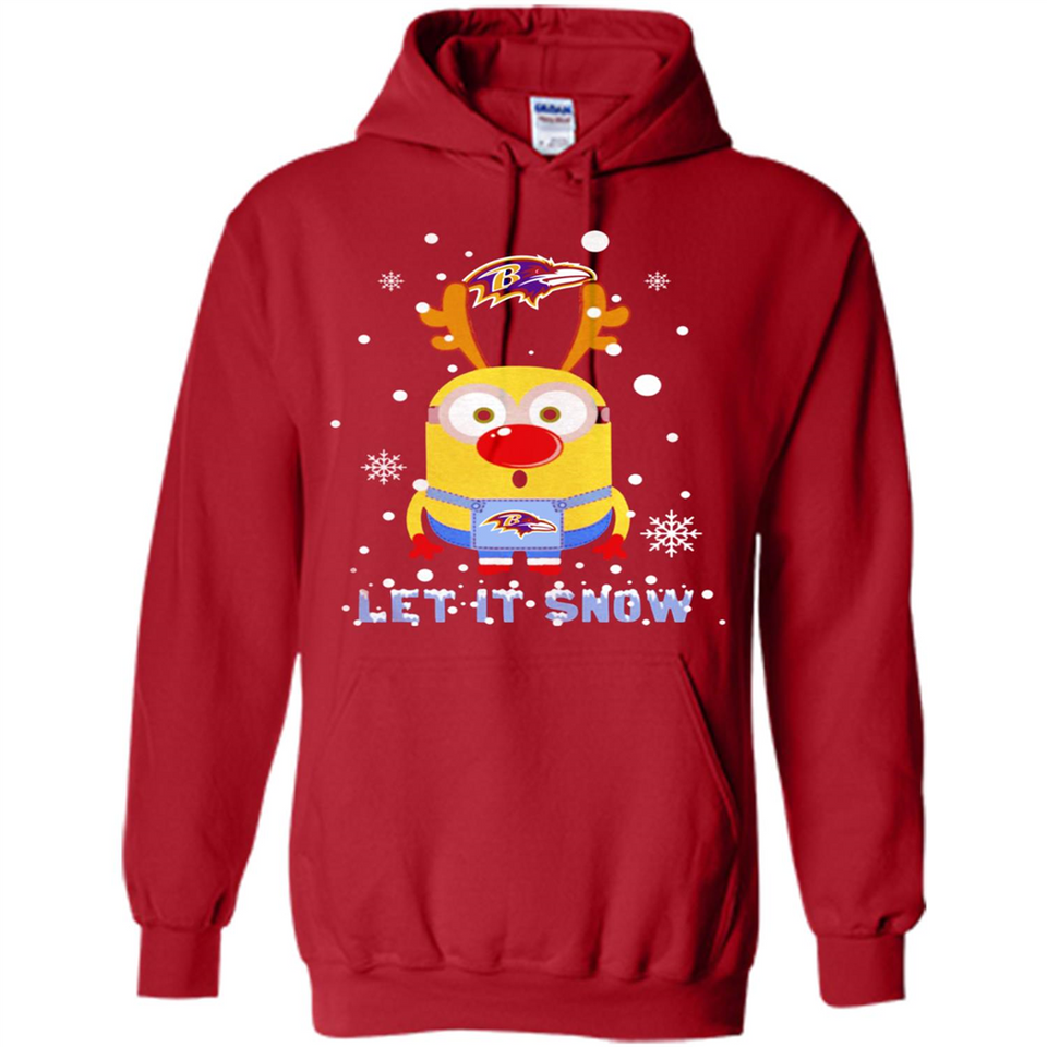 Minion Baltimore Ravens Ugly Christmas Sweater Let it Snow - Hoodie