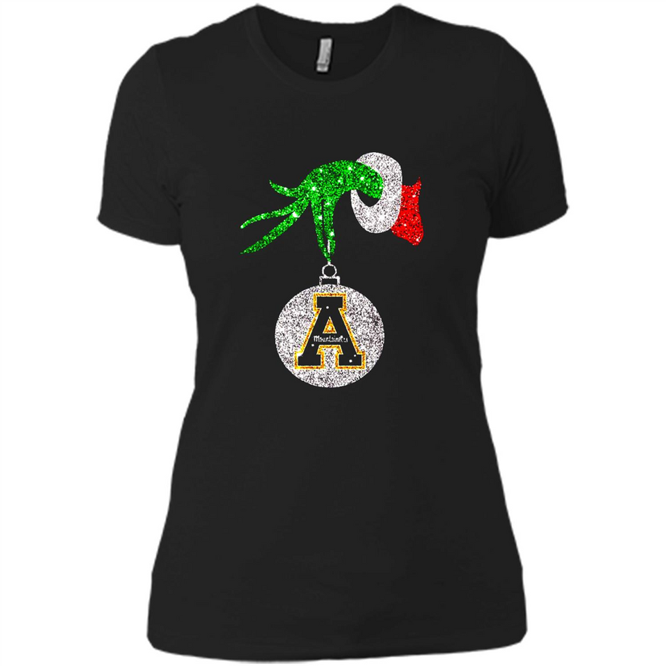 Funny Appalachian State Mountaineers Glitter Grinch Monogram Ornament Christmá - Ladies' Boyfriend T-Shirt