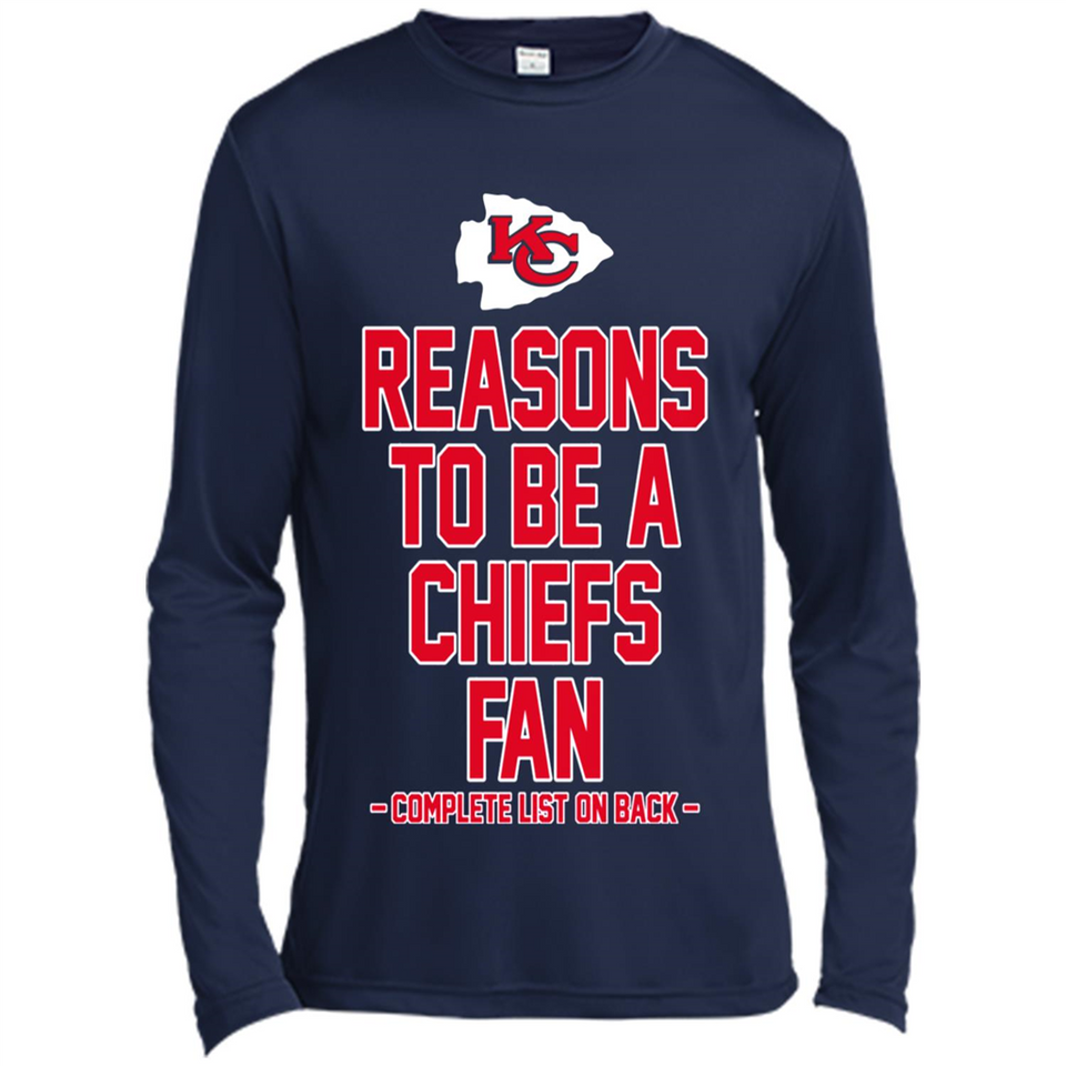 Reasons to be a Kansas City Chiefs Fan Complete List on Back - Canvas Long Sleeve T-Shirt