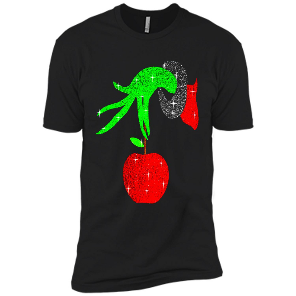 Christmas The Grinch Hand Holding Apple Ornament sweater - Premium Short Sleeve T-Shirt