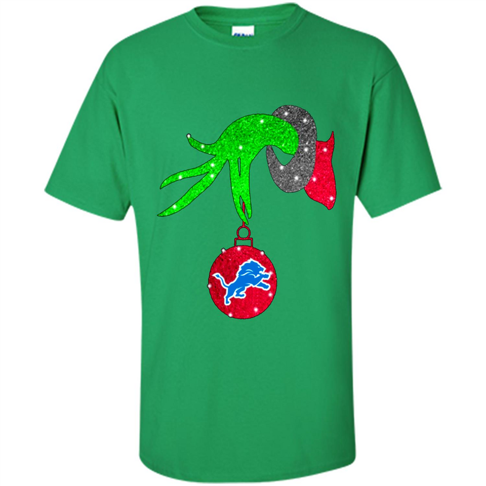 GRINCH HAND HOLDING DETROIT LIONS GLITTER CHRISTMAS PINGPONG