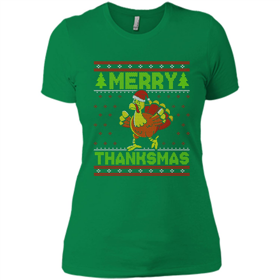 Merry Thankmas Ugly Xmas Thanksgiving Turkey Sweatshirt - Ladies' Boyfriend T-Shirt