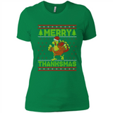 Merry Thankmas Ugly Xmas Thanksgiving Turkey Sweatshirt - Ladies' Boyfriend T-Shirt